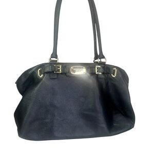 Michael Kors Hamilton Weekender Black Leather Bag X-Large Gold Hardware